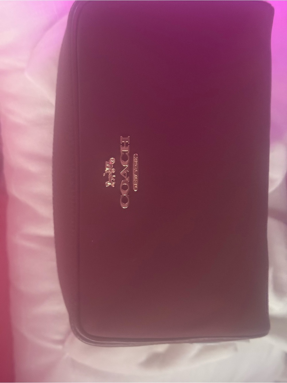 Coach Zip-Around Wallet in Burgundy with Gold Logo